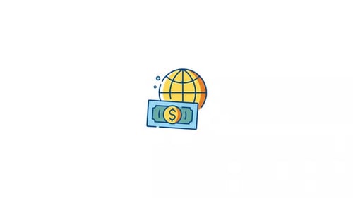 Animated Global Finance Icon Flat Design