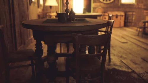 Traditional Tavern Featuring Antique Furnishings and Soft Illumination