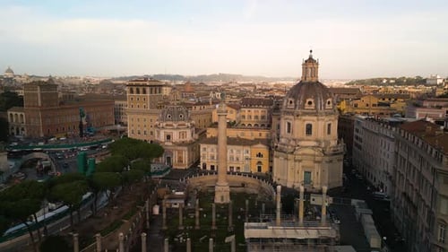 Trajan's Forum and Column - Forward Dolly Shot. Rome, Italy