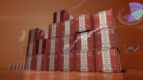 Peru export cargo containers with diagrams charts