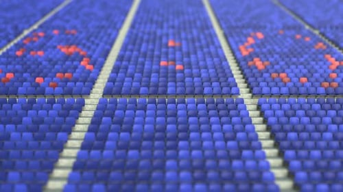 50 Score Made with Red and Blue Football Arena Seats