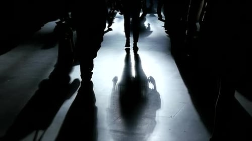 Business People Walking on Crowded City Street in Rush Hour Traffic