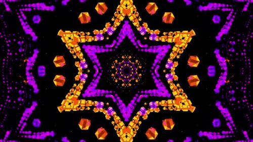 Abstract Pink Orange Shiny Particles Flowers Rotation Animation