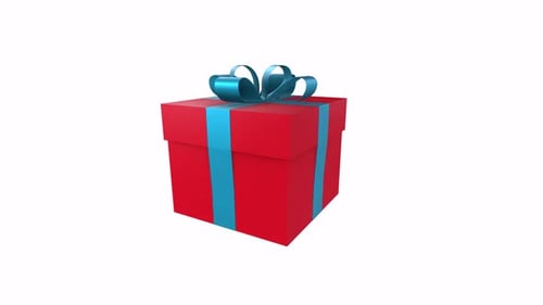 Red Gift Box rotating in loop on white background