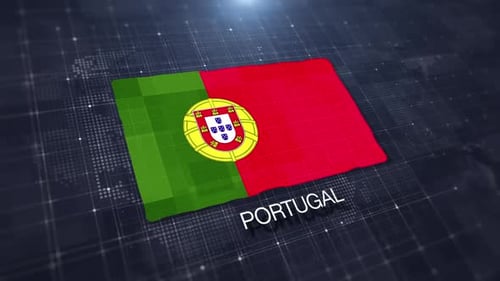 Modern Portugal Flag Reveal Animation with Digital Grid Background