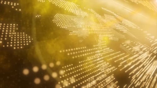 Golden Digital Grid Data Flowing Background Animation