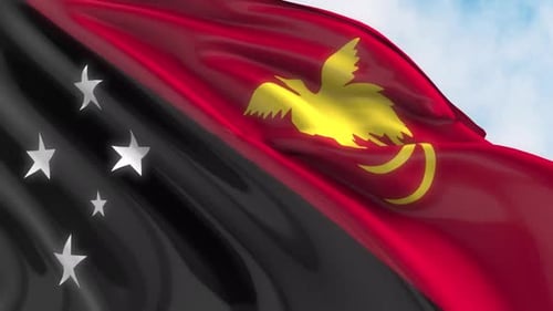 Ondeando la bandera de Papúa Nueva Guinea