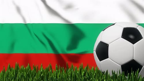 Waving Bulgarian Flag and Soccer Ball Sports Animation