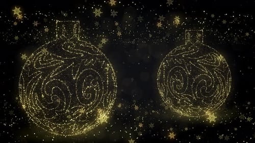 Golden Glitter Christmas Ornaments and Snowflakes Animation
