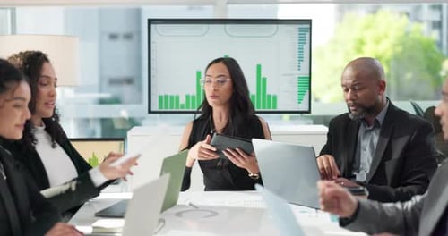 Business Team Meeting in Modern Office Space