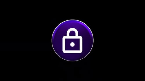 3D Rotating Padlock Icon on Black Background