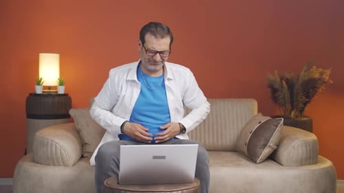 Man experiencing stomachache.