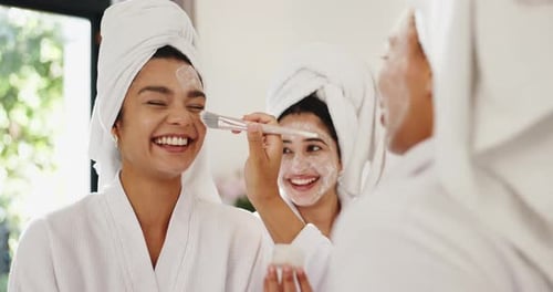 Friends Enjoying Facial Masks and Spa Day