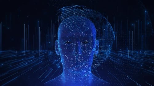 Artificial intelligence brainstorm concept. Brain animation, data mining, deep learning modern compu