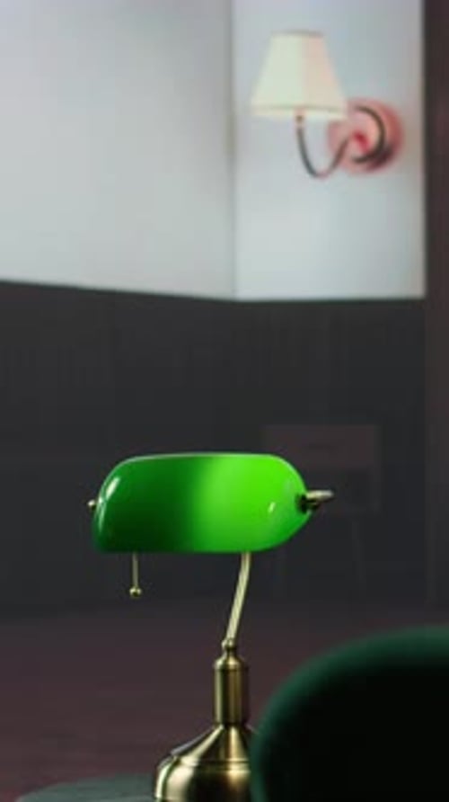 Vertical Video Empty Elegant Psychotherapy Office with Cozy Green Velvet Chairs