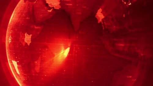 Futuristic Global Earth Map Highlight Animation With Glowing Details