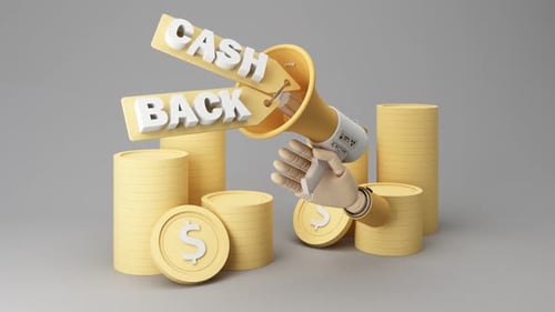 3D Cash Back Promotion with Megaphone and Robotic Hand Animation