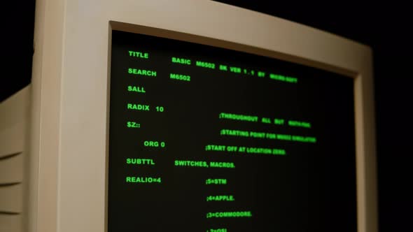 Retro Pc with Loading Code Console Programmer Making Scripts Green ...