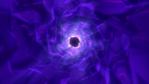 Shiny glowing purple colored tunnel Background. Flying through abstract circular tunnel