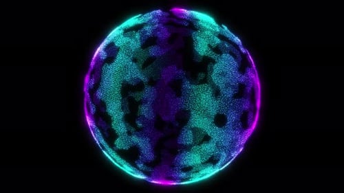 Magic Circle Ball Animation, Glitter Particle Glowing Circle Animation High Tech Background. Digital