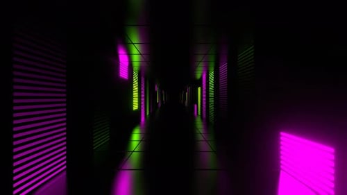 Pink And Green Neon Light Futuristic Dark Tunnel Background Vj Loop In 4K