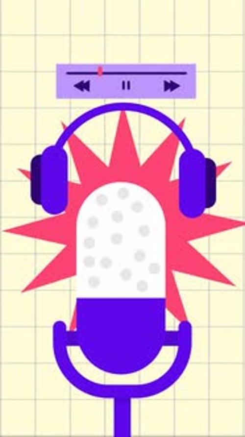 Flat Design Microphone and Headphones Animation