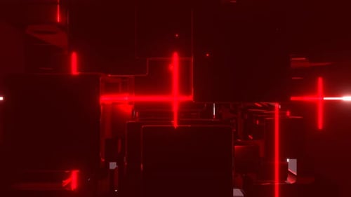 Fantastischer rotierender neonfarbener Cyber-Konstruktionshintergrund, VJ Loop in 4K, Weiß und Rot