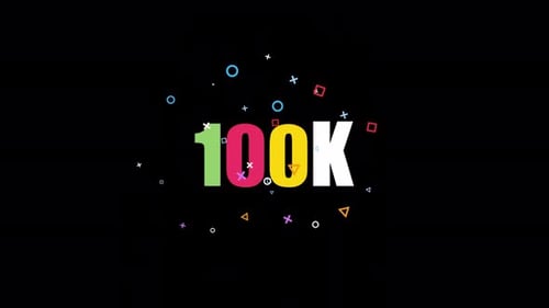 Cartoon Elements Morphing To 100 K Text On Alpha Channel 4K