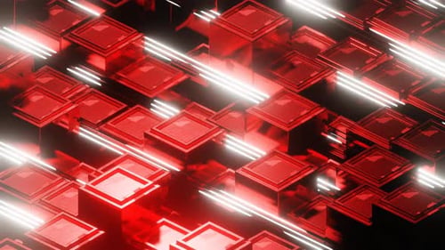 Animation en boucle de mouvement néon de science-fiction rouge et blanc en 4K