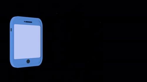 Flat 3 D Mobile Presentation Rotating On Alpha Channel 4K