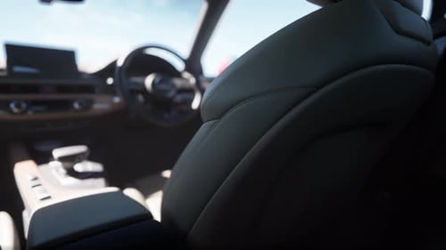 Modern Car Interior View with Passenger Seat Perspective Animation