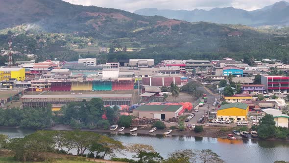 Aerial View Of Town Labasa And River In Northern Fiji - Drone Shot ...