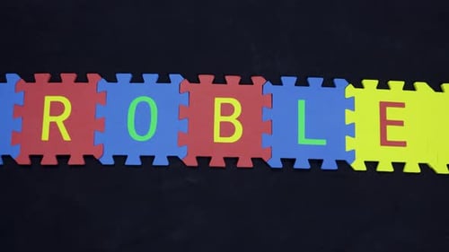 Problem Spelling with Colorful Puzzle Pieces Zooming In