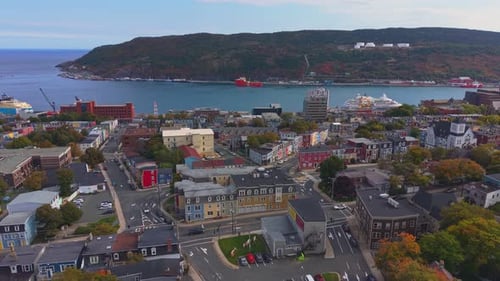 St Johns Fall Hillside Homes and Harbour Aerial
