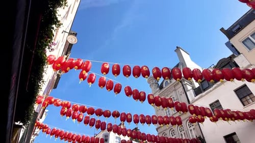 Hanging Chinese Lanterns in Chinatown, London Street
