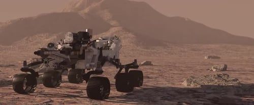 3D Animation of Futuristic Mars Rover Exploring Alien Planet