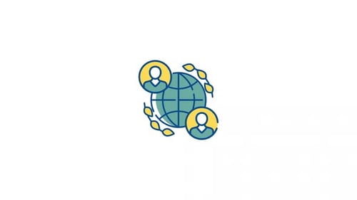Flat Design Animated Global Community Icon