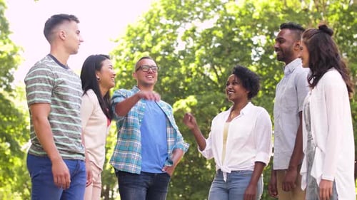 Diverse Group of Friends High Five in Park