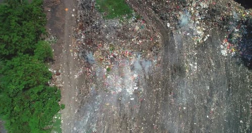 Smoke Rising From Burning Garbage Dump in Ende Flores Indonesia