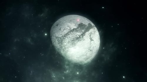 Abstract Space Planet Rotating in Deep Starry Nebula