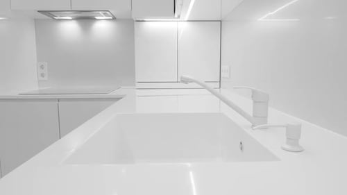 Sleek All White Modern Kitchen Interior