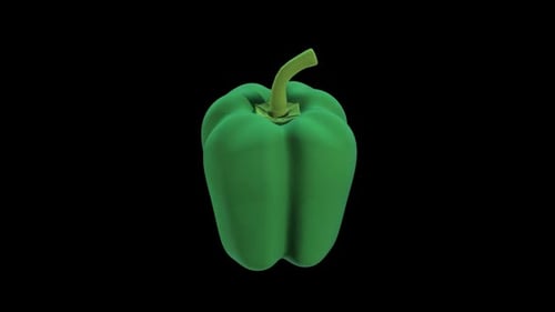 Modern 3D Green Bell Pepper Rotating Animation