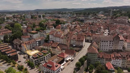 Aerial Cityscape of Aarau, Switzerland Showcasing Historic Architecture