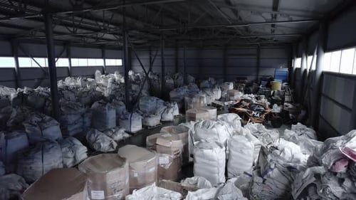 Industrial Warehouse Interior Filled With Bulk Bags