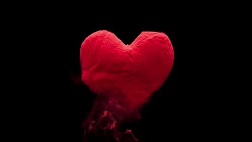 3D animation of red smoke turning into a heart shape. With alpha channel.