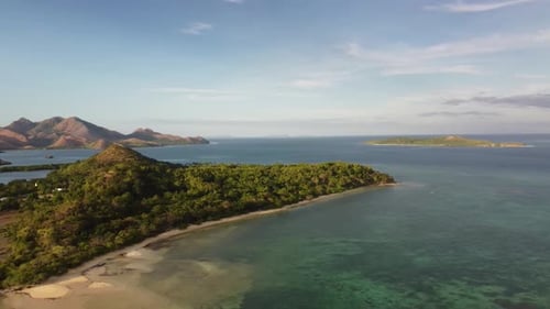 Aerial video over Marcilla Beach Palawan Coron Philippines