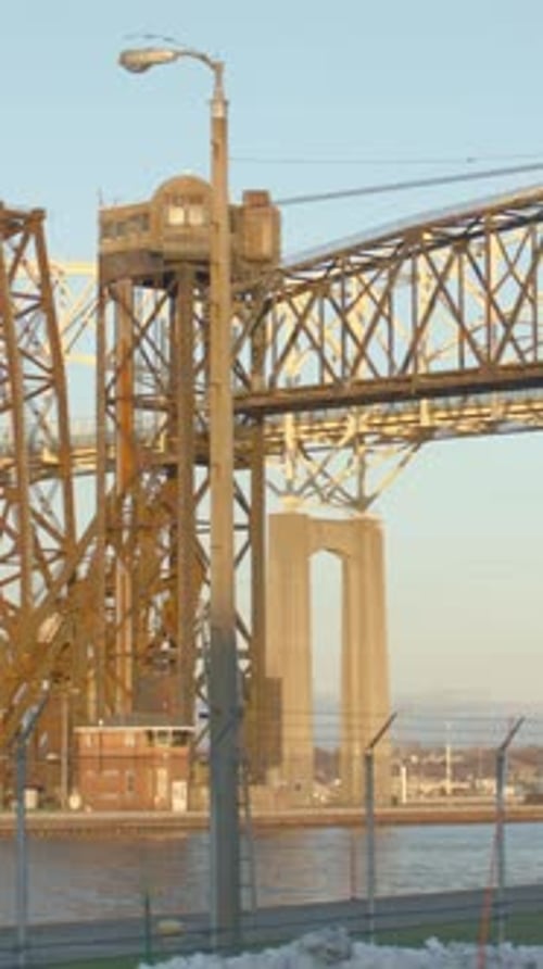 Vertical pan across Sault Ste Marie canal from left to right