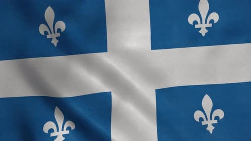 Quebec Province Flag Video Waving in Wind Realistic Province Flag Background