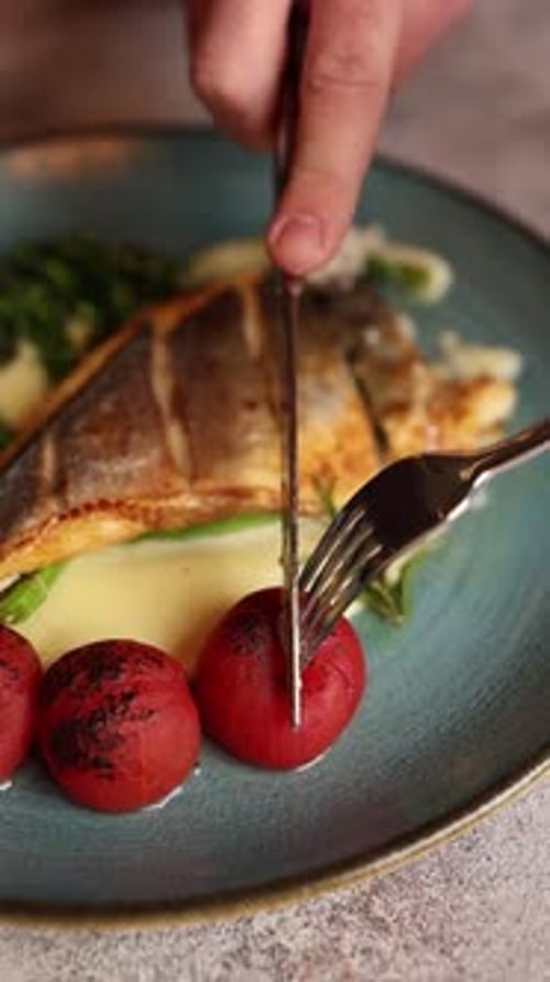 Guests enjoy delicious European cuisine at the restaurant. close-up