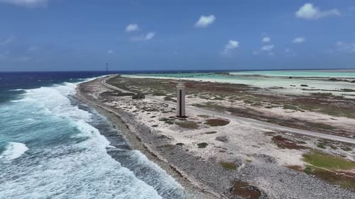 Lighthouse Bonaire At Kralendijk Netherlands Antilles. Paradise Caribbean Island.